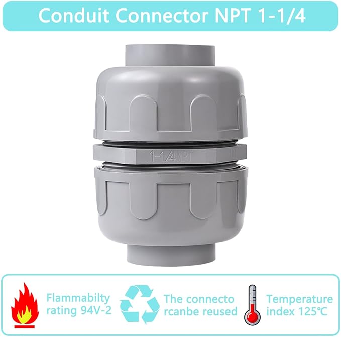 NPT 1 Double Conduit Liquid-Tight Connector Straight | Extend Repair Conduit - Image 5