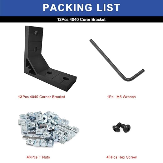 12pcs 4040 Angle Bracket Corner Hardware Extruded Aluminum Black | 4040 - Image 3
