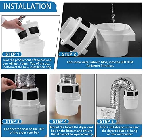 【UPGRADED】NOORNY 3 in1 Indoor Dryer Vent Kit Lint Catcher Bucket Box - Image 5