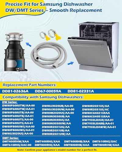 IWIWE DD67-00059A DD81-02331A Dishwasher Drain Hose - Image 4