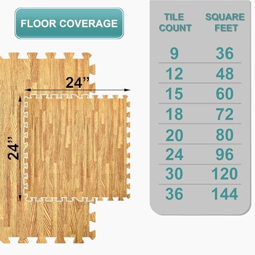Sorbus Interlocking Wood Grain Foam Floor Tiles - Image 2