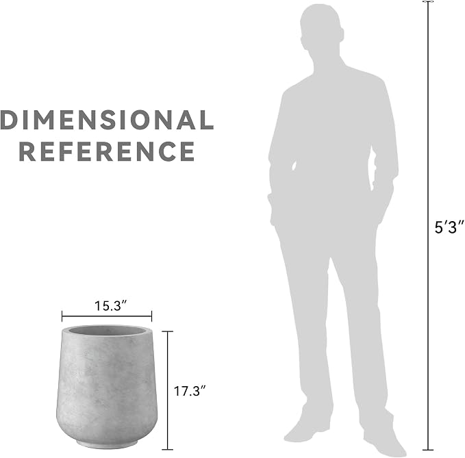 Kante Large Round Curved Pale Gray Concrete Planter 16.5" Dia, Outdoor | Rubber - Image 7