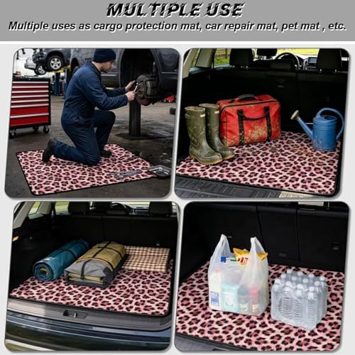 Pink Leopard Universal Car Trunk Mat, Waterproof Cargo Liner - Image 3