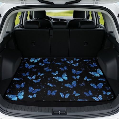 Blue Butterfly Beach Gear Trunk Mat 29"x39" by Mintulipy