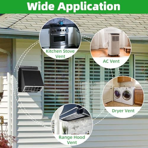 3 Inch Dryer Vent Cover Outside w/Mesh&Damper, Wall Vent Exhaust Vent Cover - Image 7
