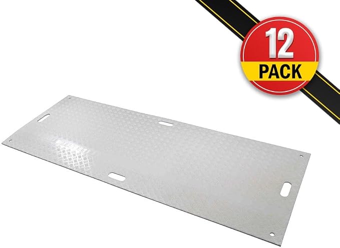 12 Pk 3' x 8' - 1/2" Thick Heavy Duty White Ground Protection Mats - Easily - Image 2