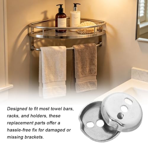 tooloflife 2 Pack 3‑Hole Mount Towel Rack Brackets Silver Universal Towel Bar - Image 5