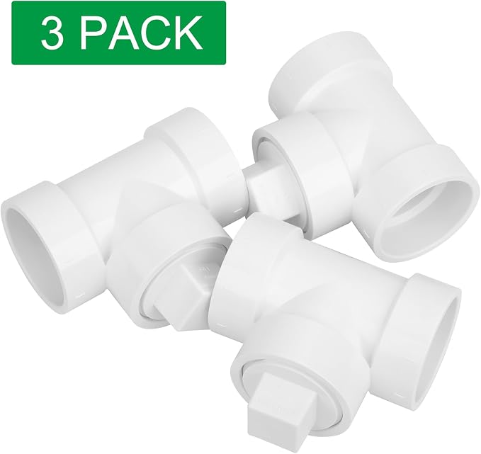 3Pack 1-1/2IN PVC DWV Cleanout Tee - Image 4