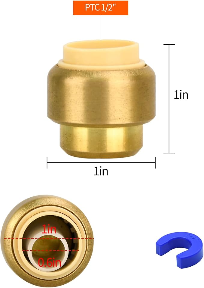 6 Pack 1/2" Pushfit End Cap Fittings - Image 2