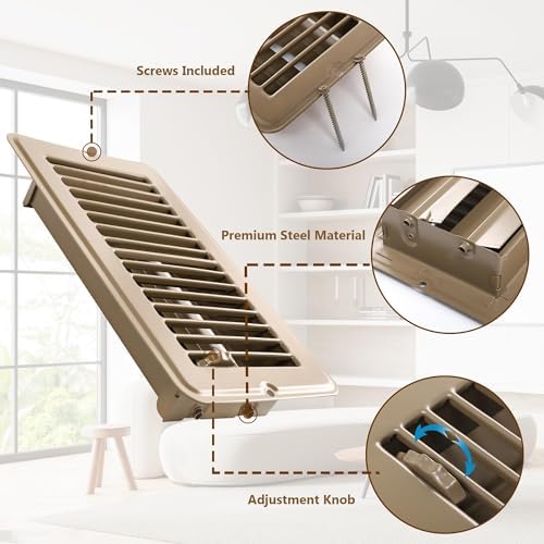 4" X 8" Floor Register 4 Pack Brown Floor Vent Covers Heavy Duty Floor Vent - Image 3