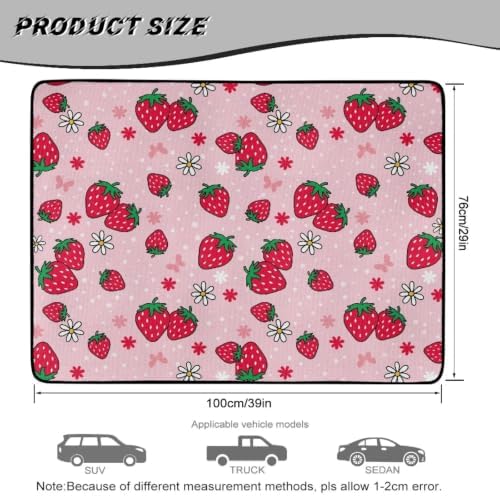 ELEQIN Pink Strawberry Daisy Car Cargo Liner Non Slip Backing Cargo Mat Rear - Image 7