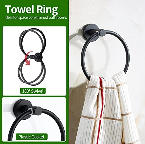 5pcs Bathroom Hardware Set, Matte Black Bathroom Hardware Set, Including 16" - Image 3
