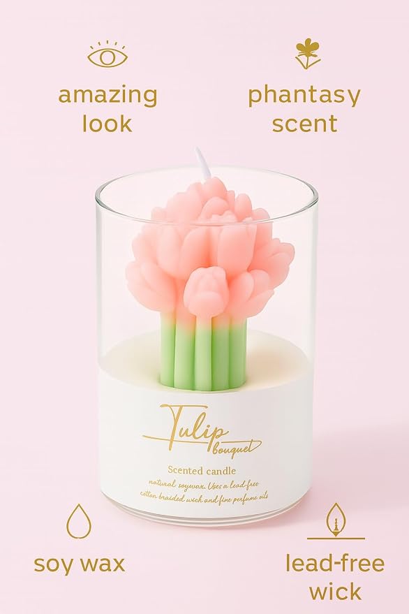 Orange Flower Shape Soy Wax Scented Candles 100% Natural Soy Wax | Relaxing - Image 8