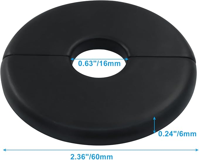 4 Pcs Black Wall Split Flange for 0.6"/16mm Pipe | Escutcheon Plate Plumbing - Image 3