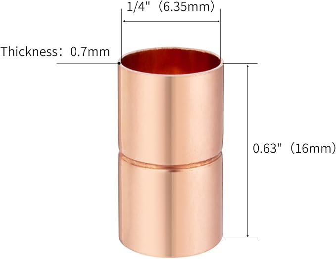 Straight Coupling Copper Fittings 1/4 inch Copper Pipe Welding Joint Connector - Image 2