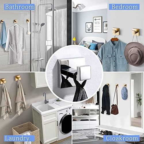 TQKAG Bathroom Towel Hook, 2 Pack Coat Robe Holder, Brushed Gold - Image 3