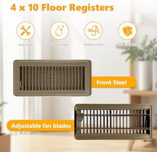 4 Pack Floor Vent Covers, Floor Register 4" x 10", Adjustable Decorative Vent - Image 3