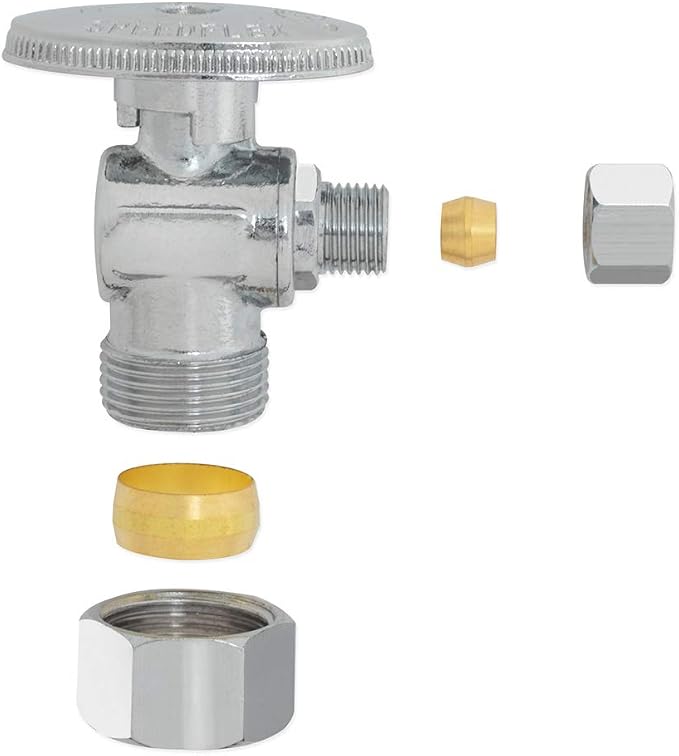Eastman 1/4 Inch OD x 5/8 Inch OD Quarter Turn Angle Stop Valve, Brass Plumbing - Image 7