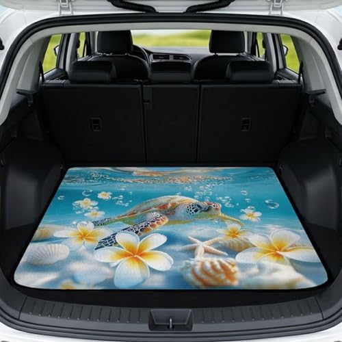Cute Flower Sea Turtle All Weather Trunk Mat 29"x39" by Darisoco
