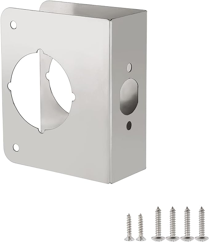 Door Reinforcement Plate, Stainless Steel, Fits 1-3/4" Doors, 2-3/8" Backset by NAUBEA