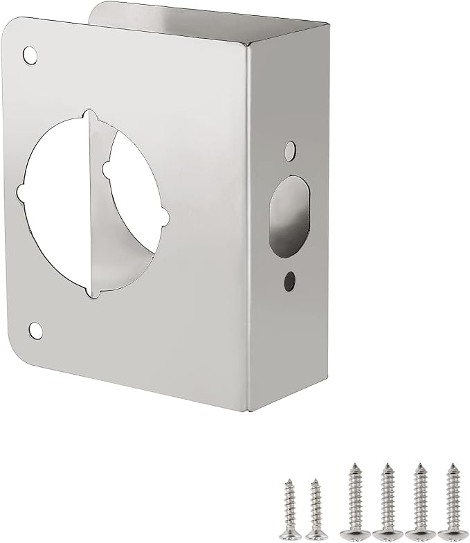 Door Reinforcement Plate, Stainless Steel, Fits 1-3/8" Doors, 2-3/8" Backset by NAUBEA