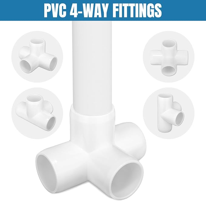 12 Pack 1 Inch 4Way PVC Fitting, Furniture Grade Pipe Elbow Connector - Image 4