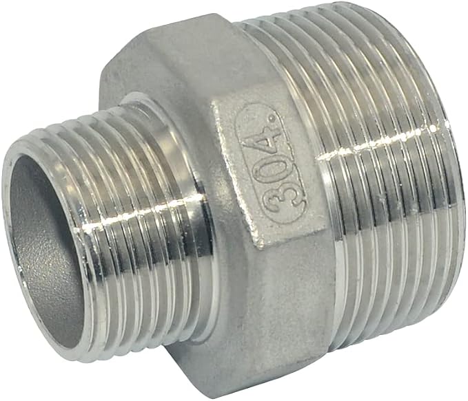 1-1/2" x 1" Male Threaded Reducing Nipple Fitting/Adapter, Stainless Steel - Image 3