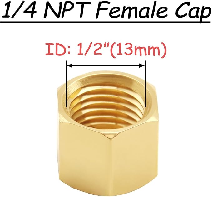 Uenede Brass 1/4 Inch Female NPT Pipe End Caps - Image 2