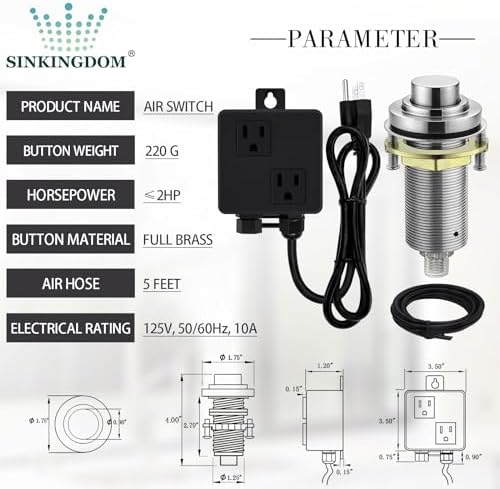 SinkTop Air Switch Kit for Disposal, Dual Outlet - Image 5