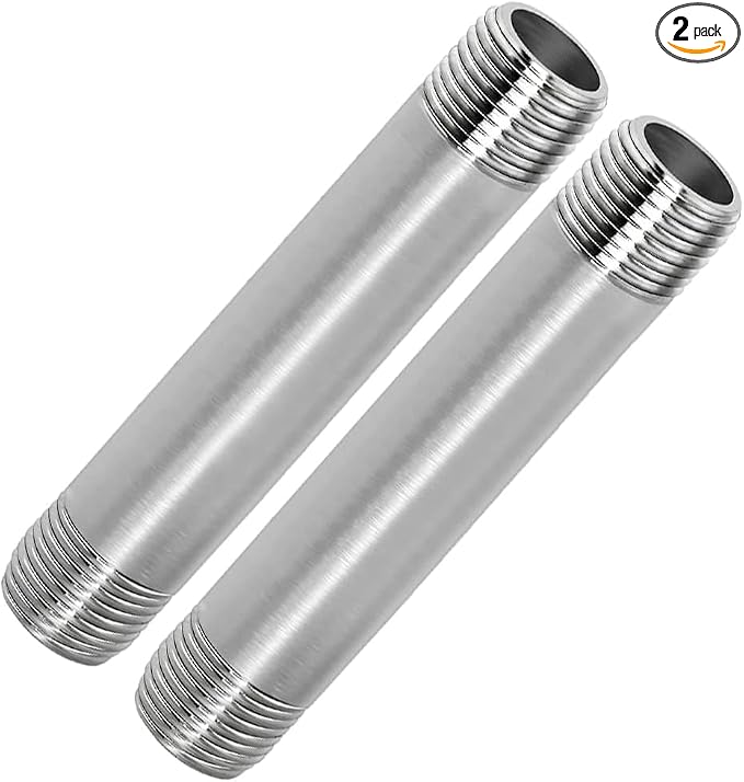 304 Stainless Steel Nipple Pipe Fitting 1" NPT X 1" NPT Male Thread Cast Pipe by Fitvell