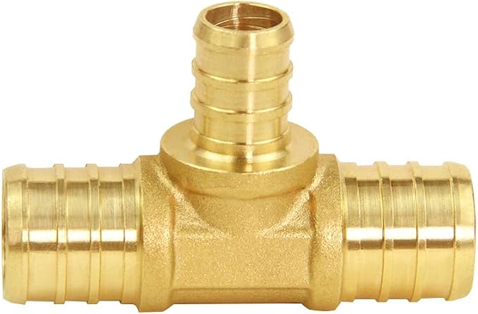 Hooshing 6PCS 3/4" x 3/4" x 1/2" Pex Reducing Tee Fittings, Brass Barb Crimp - Image 6