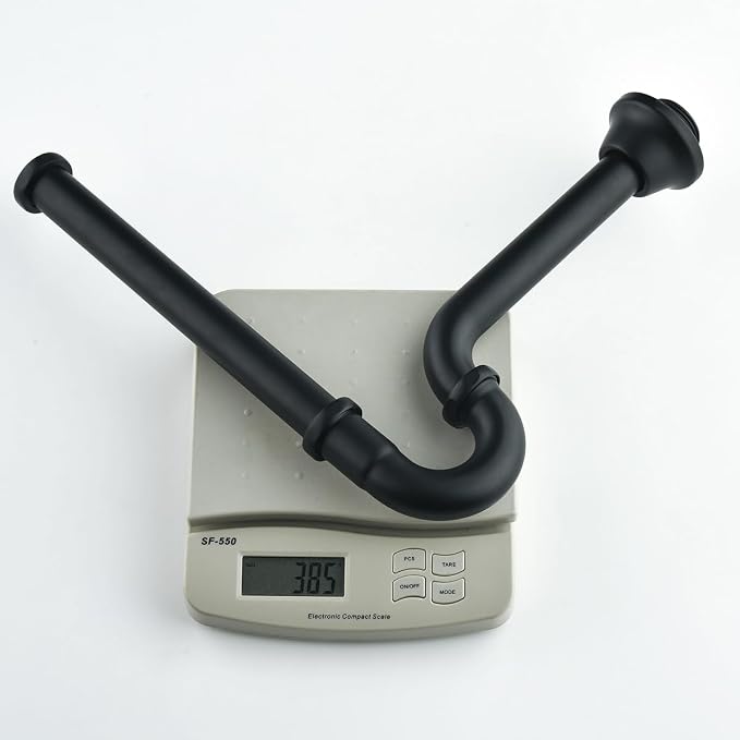 RANDOM Matte Black P Trap Bathroom Sink U-Shape 1-1/4 inch Sink Trap - Image 9