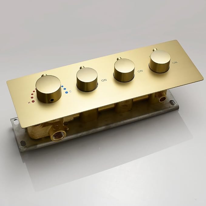 Brushed Gold Thermistatic Shower Mixing Valve | Concealed Mount, Pressure - Image 7