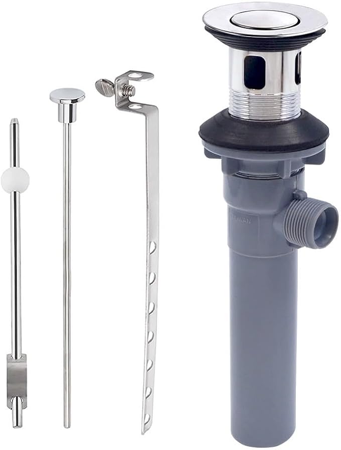 Pop-Up Sink Drain Stopper with Lift Rod and Overflow, Chrome Finish by Gold-Hao-the-bathroom