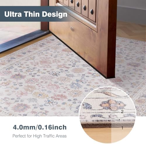 6x9 Durable Vinyl Rugs for Living Room, Vintage Floral Pattern for Dining Room - Image 5