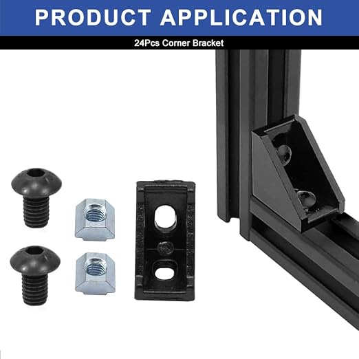 24pcs 2020 Aluminum Extrusion Corner Bracket Black - Image 4