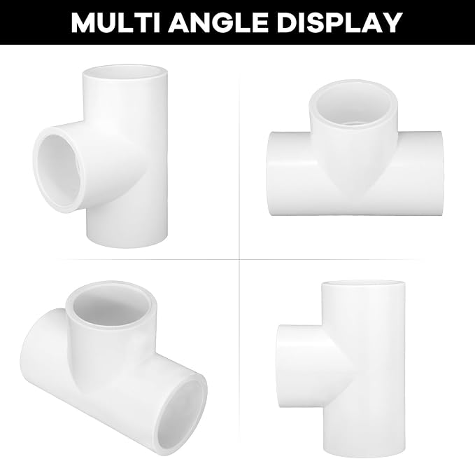 12-Packs 3/4 inch Tee PVC Fitting 3 Way Furniture Grade Pipe Elbow Connector - Image 6