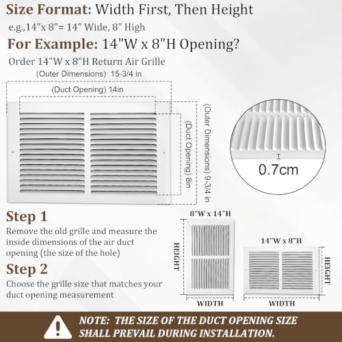 14x8 Steel Return Air Grille, HVAC Vent Cover Fits 14"W x 8"H Duct Opening - Image 4