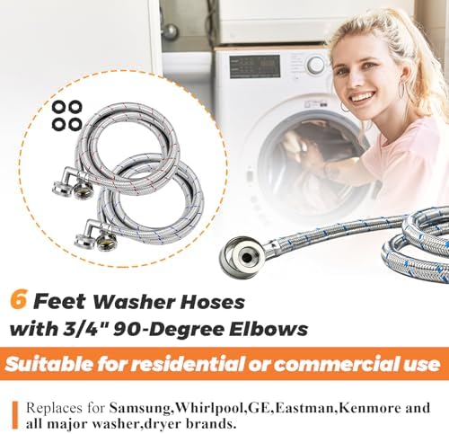 6FT Washer Stainless Steel Hoses - Image 7