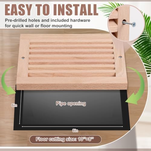 Weysat 1 Pcs 8 x 10 Inch Oak Hardwood Air Return Vent Cover - Image 5