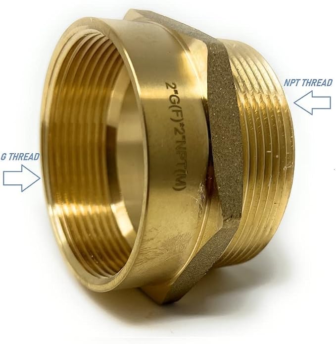 Cascada 2" G Thread Female to 2" NPT Thread Male Pipe Fitting Adapter - Image 3