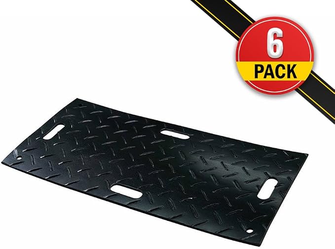 6 Pk 2' x 4' - 1/2" Thick Heavy Duty Ground Protection Mats - Easily Supports - Image 2