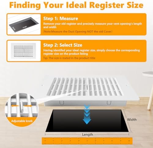 Floor Vent Covers, Floor Register 6x10, 5 Pack Adjustable Plastic Vent Covers - Image 6