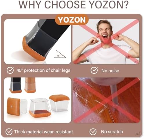 YOZON Chair Leg Floor Protectors Silicone Caps Felt Strengthen Bottom - Image 5