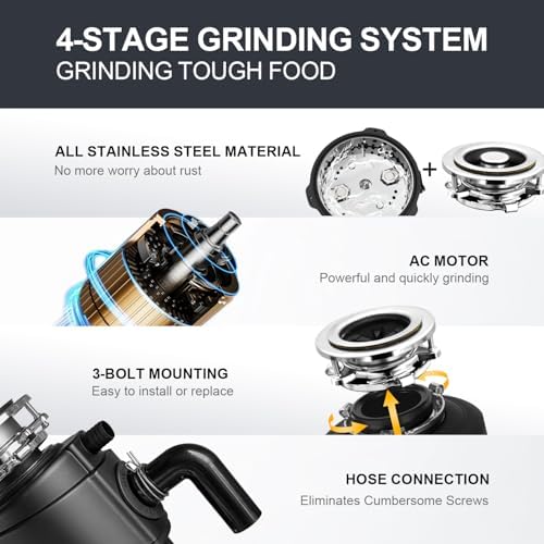 Garbage Disposal 3/4 HP Ultra Quiet powerful grinding Kitchen Food Waste - Image 5
