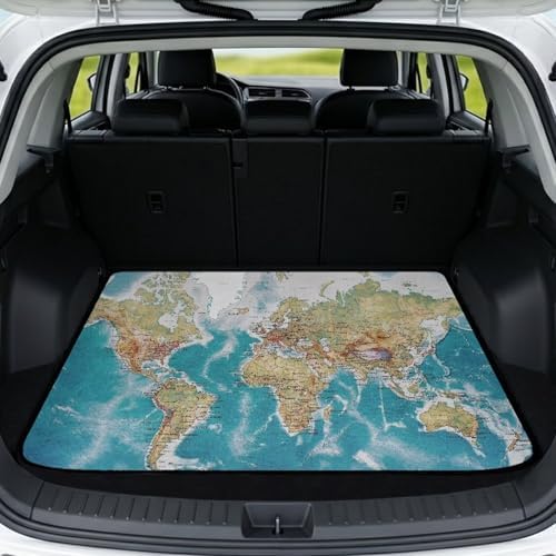 World Map Cargo Liner for SUV Sedan 29"x39" by Mintulipy
