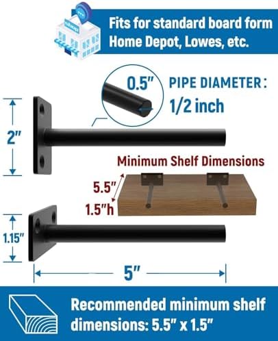 LEOPO 16-Pack 5 inch Floating Shelf Brackets, Hidden Shelf Bracket - Image 3