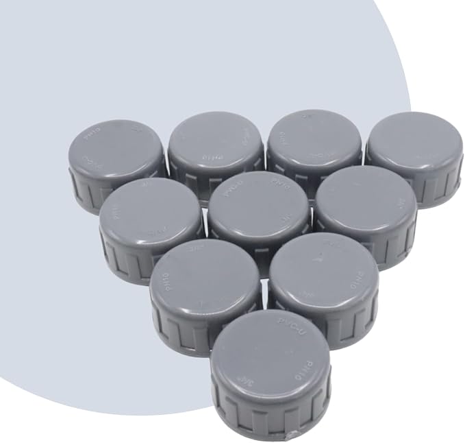10-Pack PVC Female Thread End Cap Plug Fittings, 3/4Inch Gray | plumbing diy - Image 3