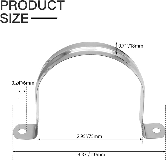 Bonsicoky M75 Rigid Pipe Strap, Stainless Steel, 0.71" Width, - Image 2