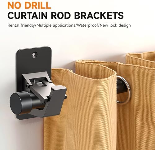 Universal Curtain Rod Holders, No Drill Curtain Rod Brackets, Self Adhesive - Image 4